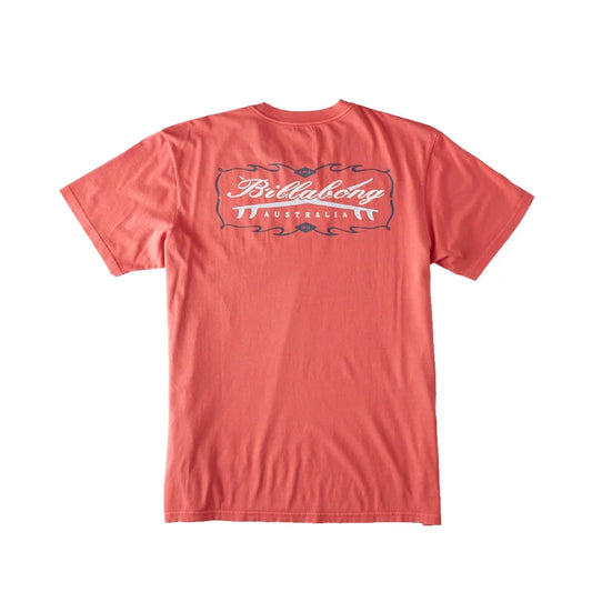 Billabong Crossboards Wave Washed Short Sleeve Tee Coral Large Mens Shirts – Image 1