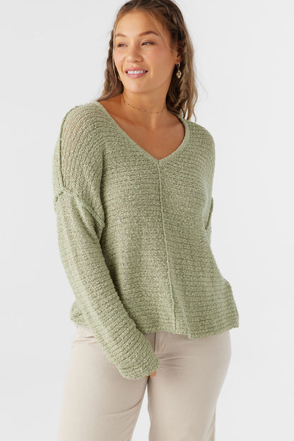 O'Neill MARINA COTTON SLUB V-NECK SWEATER-Medium