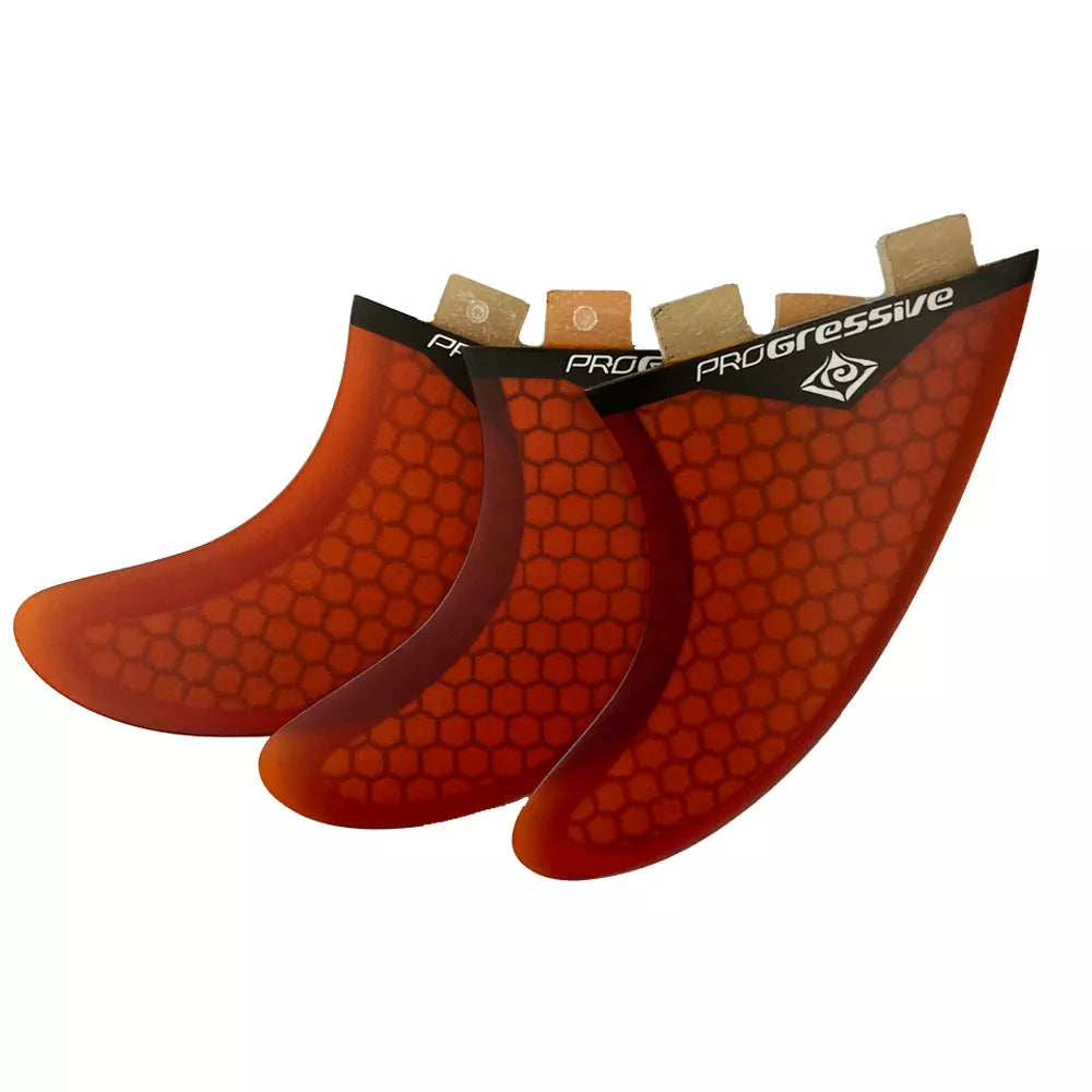 Progressive FCS Honeycomb Tri Orange Surfboard Fins 4.75"