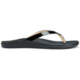 Women's Olukai Ho'opio Leather Flip-Flop Black 6