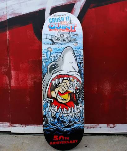 NARRAGANSETT BEER 50th anniversary JAWS deck 8.25"