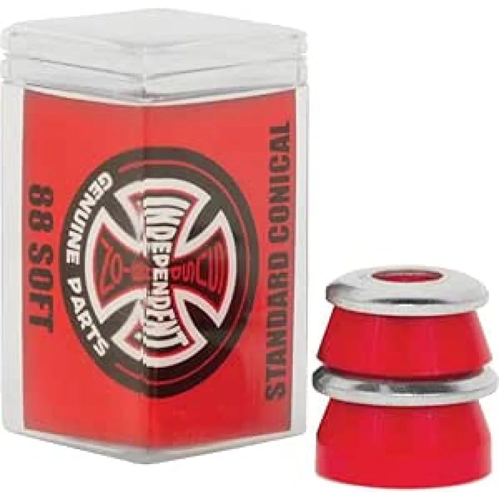 INDEPENDENT Bushings Skateboard Erasers (Set of 4) Conical Soft 88A Red Skateboard Accessory – Image 1