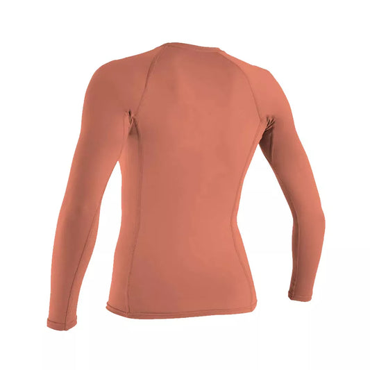 O'Neill Women's Basic Skins UPF50+ Long Sleeve Rash Guard Grapefruit XS