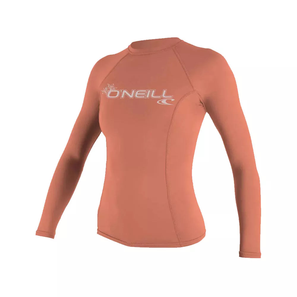 O'Neill Women's Basic Skins UPF50+ Long Sleeve Rash Guard Grapefruit XS