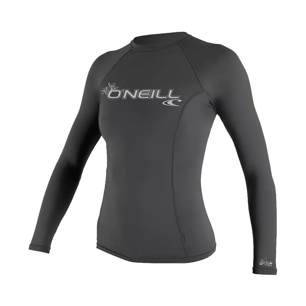 O'Neill Women's Basic Skins UPF50+ Long Sleeve Rash Guard Graphite Medium