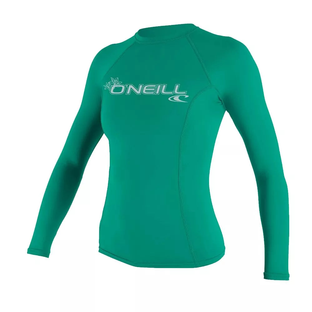 O'Neill Women's Basic Skins UPF50+ Long Sleeve Rash Guard Seaglass XS