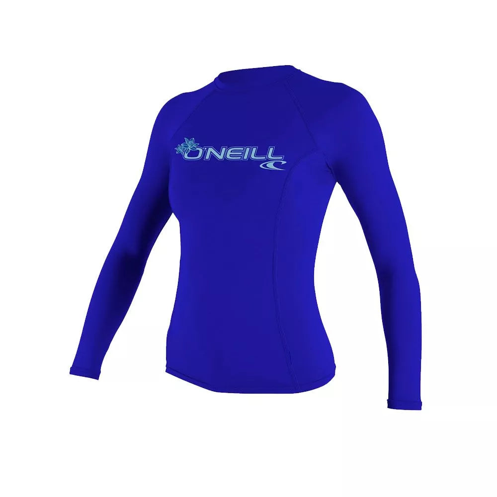 O'Neill Women's Basic Skins UPF50+ Long Sleeve Rash Guard Tahitian Blue XS