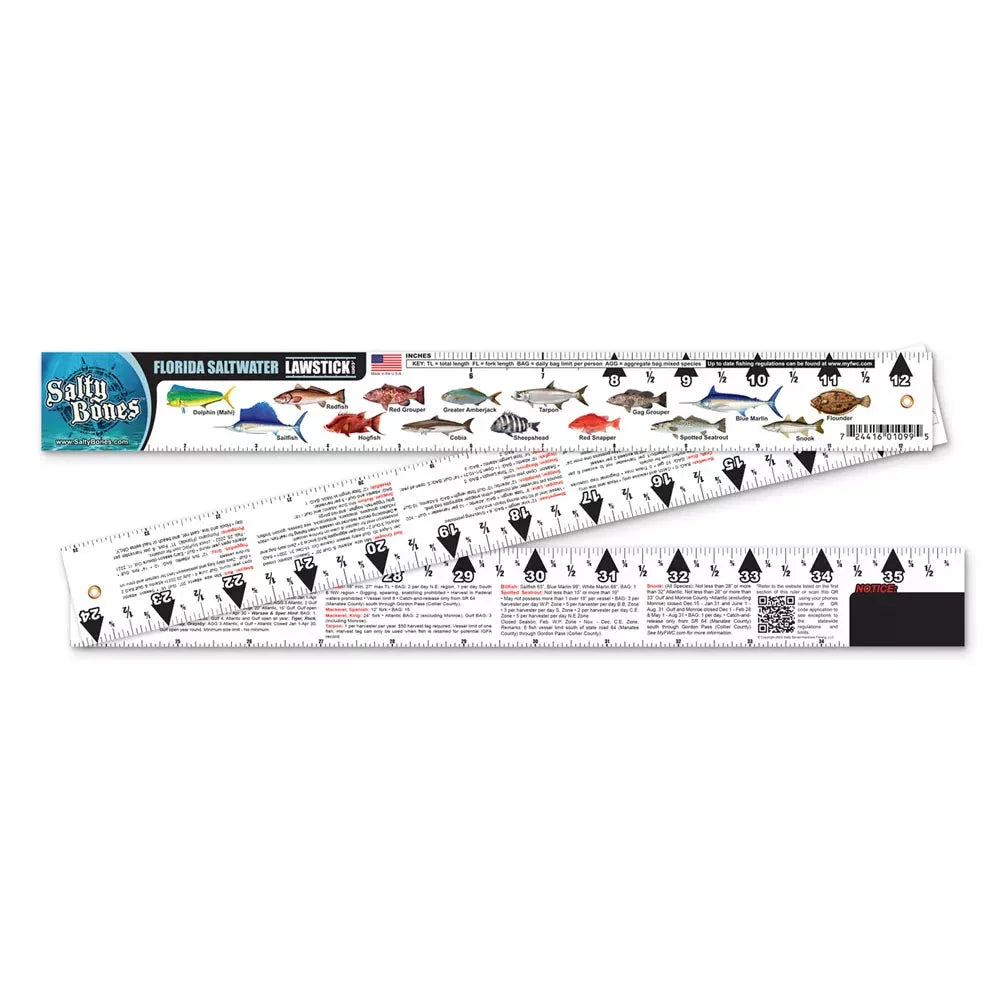 Misc Salty Bones Florida Saltwater Fishing Law Ruler 2022 Kayak Fishing Accessory – Image 1