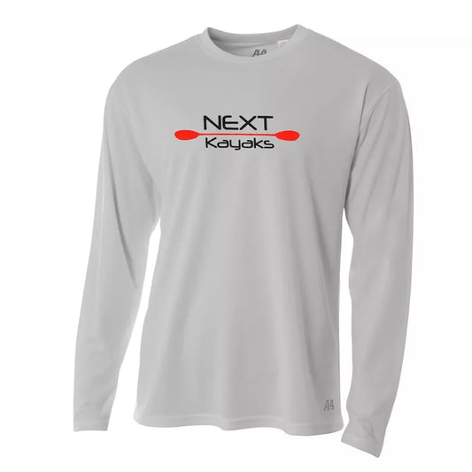 NEXT Kayaks Long Sleeve Sun Shirt Silver Large Mens Shirts – Image 1
