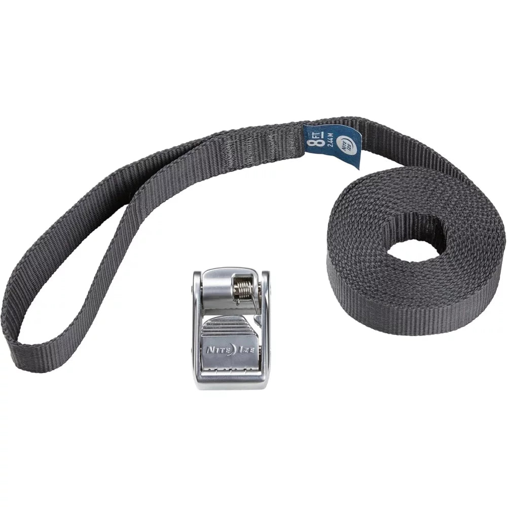 Nite IZE Dual CamJam Tie Down System - Tie Downs - Ratchet Straps - Tie Down Straps for Trucks & Cars - Luggage Strap for Camp Gear - Tie Downs Moving Supplies - 8 ft Strap, Black Camping Tools – Image 1