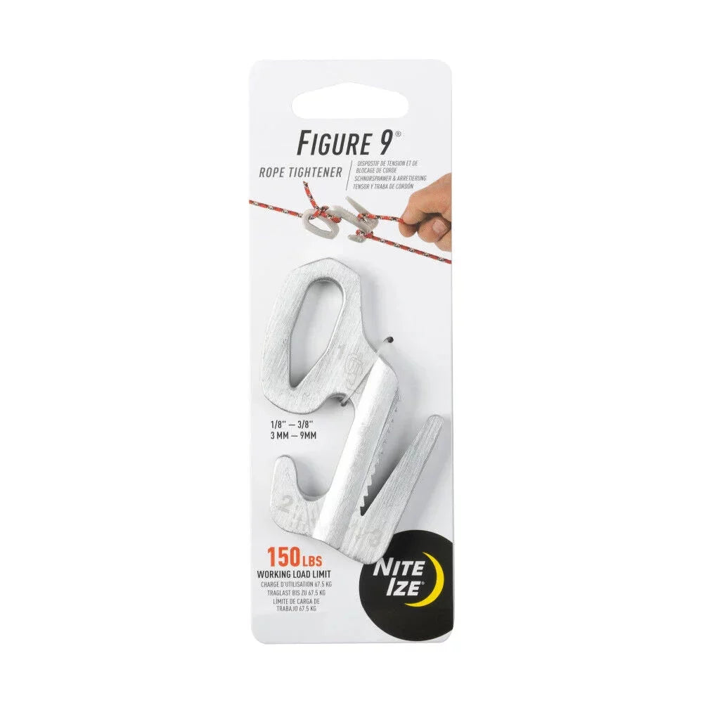 Nite Ize Figure 9 Rope Tightener Large Silver Camping Tools – Image 1