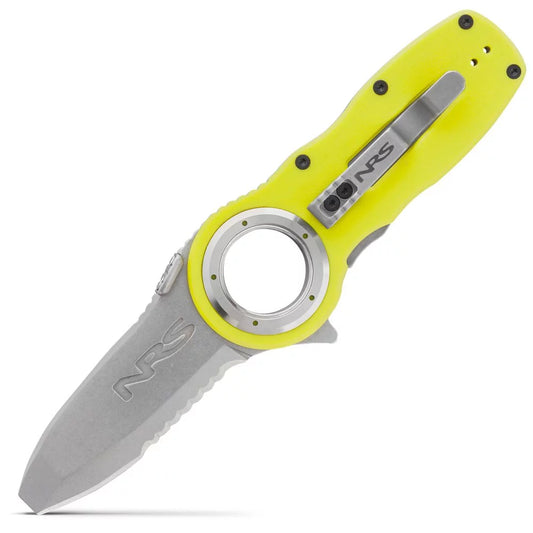 NRS Pilot Access Folding Knife-Yellow Kayak Accessory – Image 1