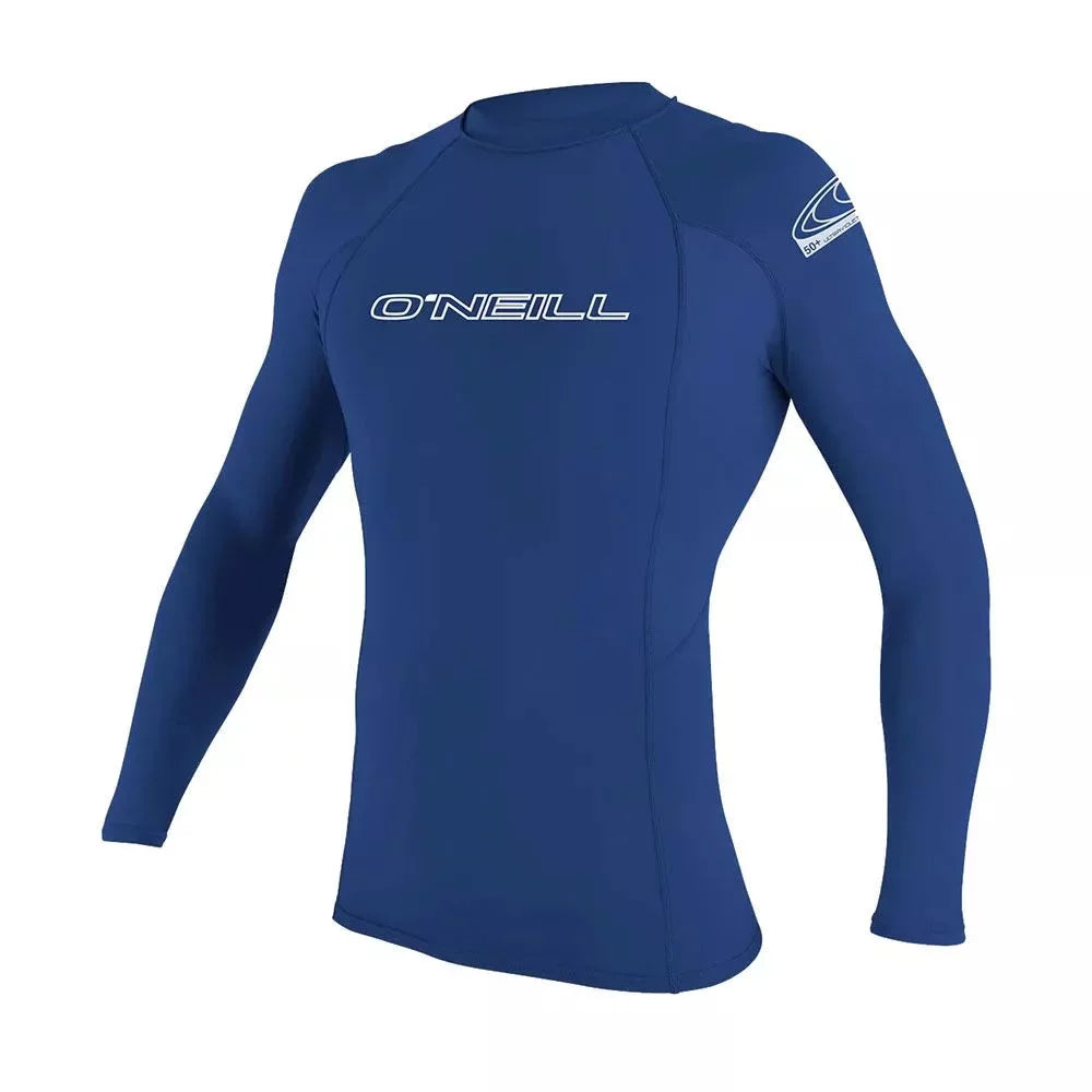 O'Neill Basic Skins UPF50+ Long Sleeve Rash Guard Pacific Small Mens Rashguard – Image 1