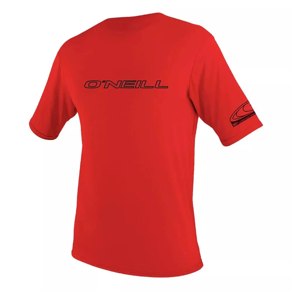 O'Neill Basic Skins UPF50+ Short Sleeve Top Red Small Mens Rashguard – Image 1