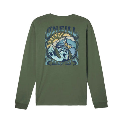 O'Neill Skin And Bones Long Sleeve Crewneck Tee Shirt Olive Large Mens Shirts – Image 1