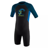 O'Neill Toddler Reactor-2 2mm Back Zip Short Sleeve Springsuit Black/Ocean/Slate – Image 1