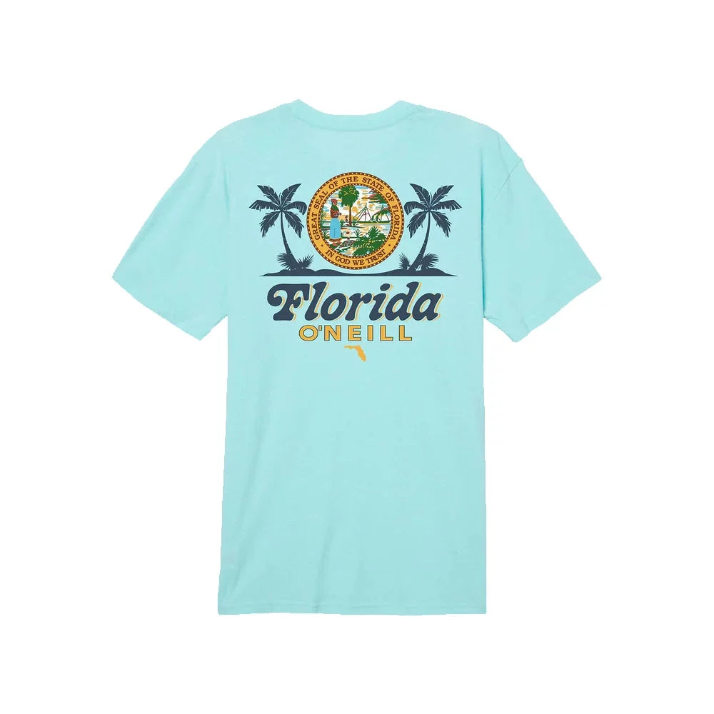 O'neill Twin Palms Short Sleeve Tee Turquoise Medium Mens Shirts – Image 1