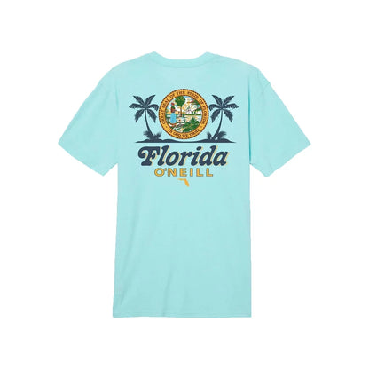 O'neill Twin Palms Short Sleeve Tee Turquoise Medium Mens Shirts