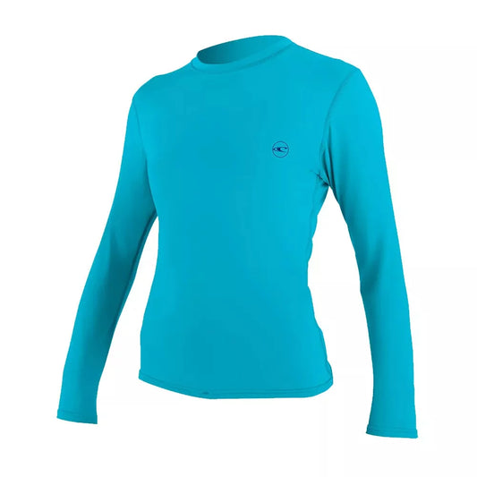 O'Neill Women's Basic Skins UPF 30+ Long Sleeve Sun Shirt Turquoise Large Womens Rashguard – Image 1