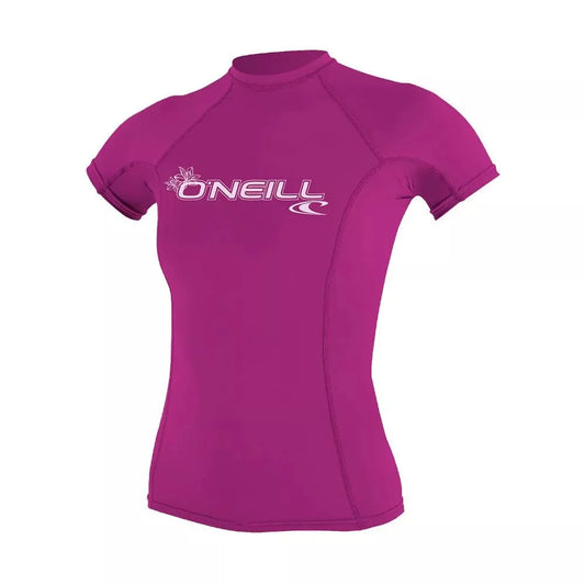 O'Neill Women's Basic Skins UPF 50+ Short Sleeve Rashguard Fox Pink Large Womens Rashguard – Image 1