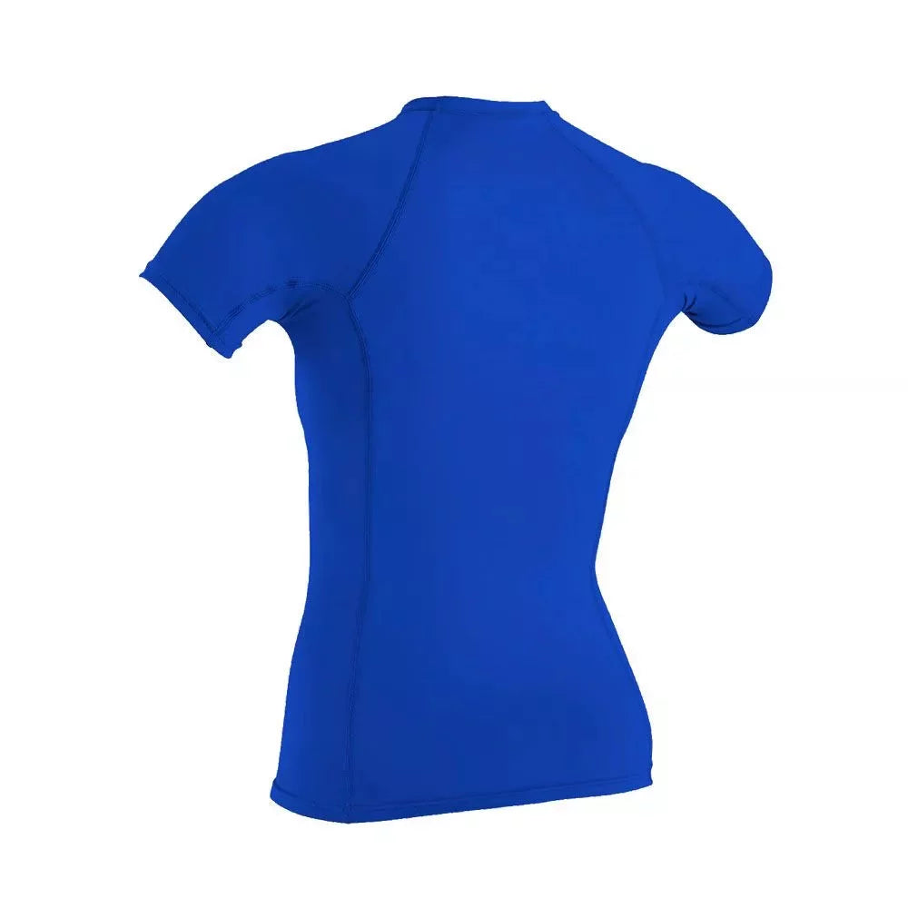 O'Neill Women's Basic Skins UPF 50+ Short Sleeve Rashguard Tahitian Blue Large Womens Rashguard – Image 2