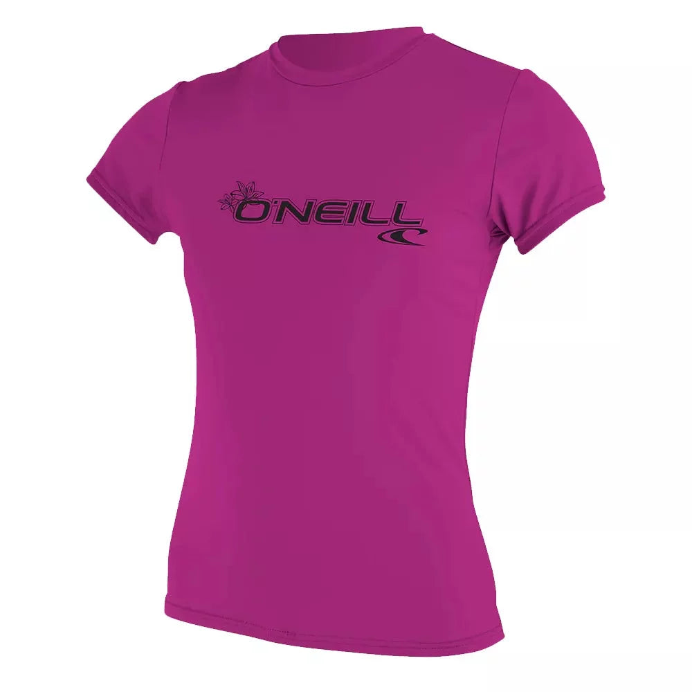 O'Neill Women's Basic Skins UPF 50+ Short Sleeve Sun Shirt Fox Pink Large Womens Rashguard – Image 1