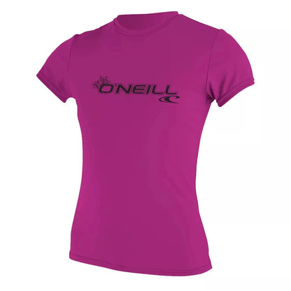 O'Neill Women's Basic Skins UPF 50+ Short Sleeve Sun Shirt Fox Pink Large Womens Rashguard – Image 1