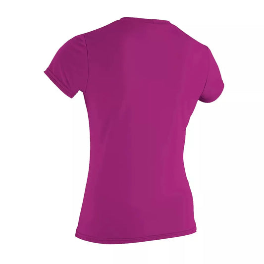 O'Neill Women's Basic Skins UPF 50+ Short Sleeve Sun Shirt Fox Pink Large Womens Rashguard – Image 2