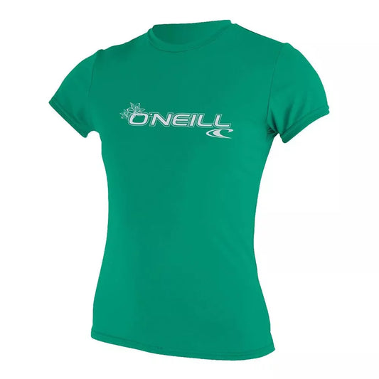O'Neill Women's Basic Skins UPF 50+ Short Sleeve Sun Shirt Seaglass Large Womens Rashguard – Image 1