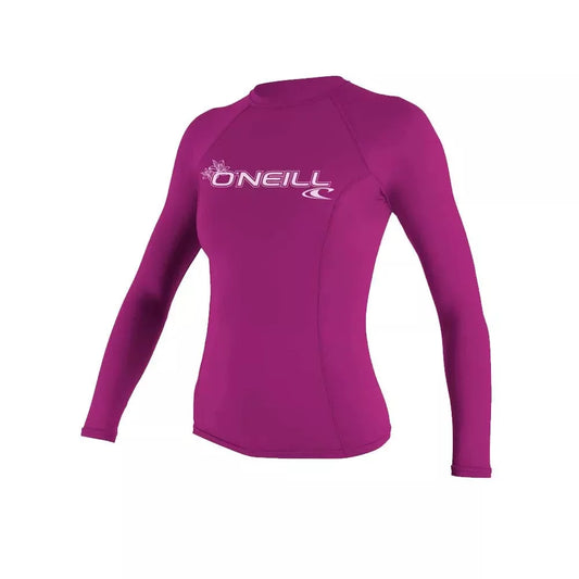 O'Neill Women's Basic Skins UPF50+ Long Sleeve Rash Guard Fox Pink Large Womens Rashguard – Image 1