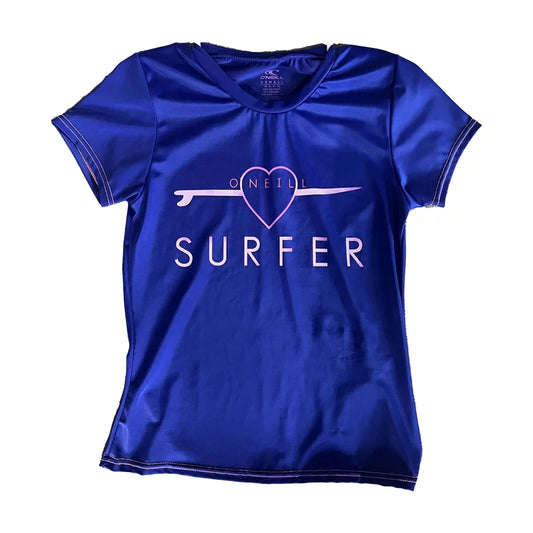 O'Neill Women's Graphic Basic Skins UPF 50+ Short Sleeve Sun Shirt Cobalt/Papaya Large Womens Rashguard – Image 1