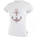 O'Neill Women's Graphic Skins Loose Fit Short Sleeve Rash Tee White XS Womens Rashguard – Image 1