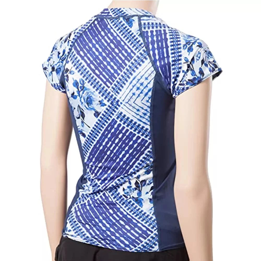 O'Neill Womens Front Zip Cap Sleeve Sun Shirt Indigo Patch/Navy Small Womens Rashguard – Image 2