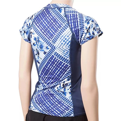 O'Neill Womens Front Zip Cap Sleeve Sun Shirt Indigo Patch/Navy Small Womens Rashguard – Image 2