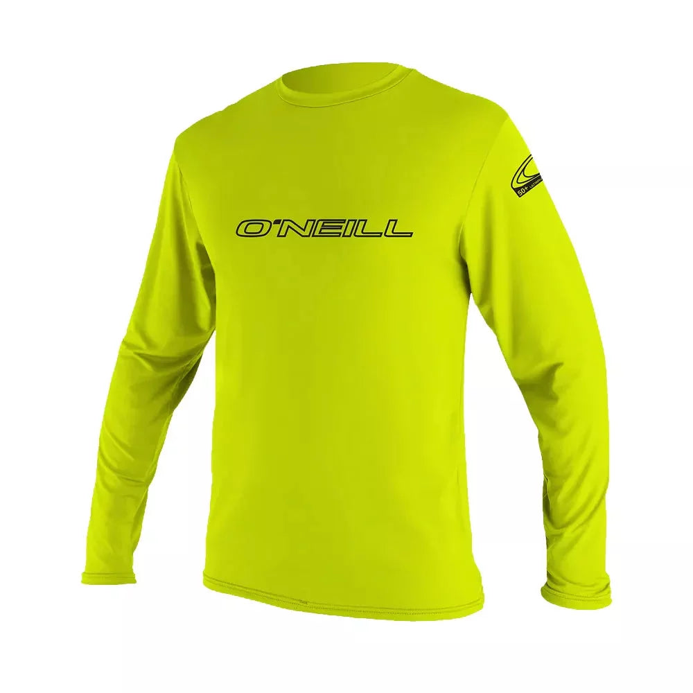 O'Neill Youth Basic Skins 50+ UPF Long Sleeve Sun Shirt Lime Kids Rashguard – Image 1