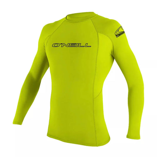 O'Neill Youth Basic Skins Long Sleeve Fitted Sun Shirt Lime Kids Rashguard – Image 1