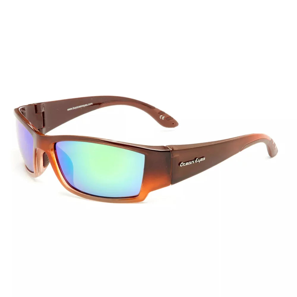 Ocean Eyes Fish On Sunglasses Shiny Two Toned Brown/Green Mirror Mens Sunglasses – Image 1
