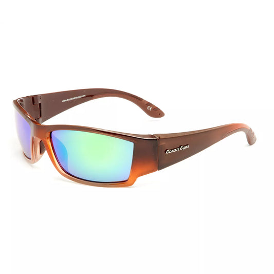 Ocean Eyes Fish On Sunglasses Shiny Two Toned Brown/Green Mirror