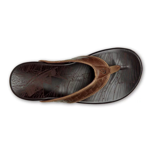 Olukai Hikianalia Tan / Dark Java Men’s Leather Beach Sandals Mens Sandals – Image 2