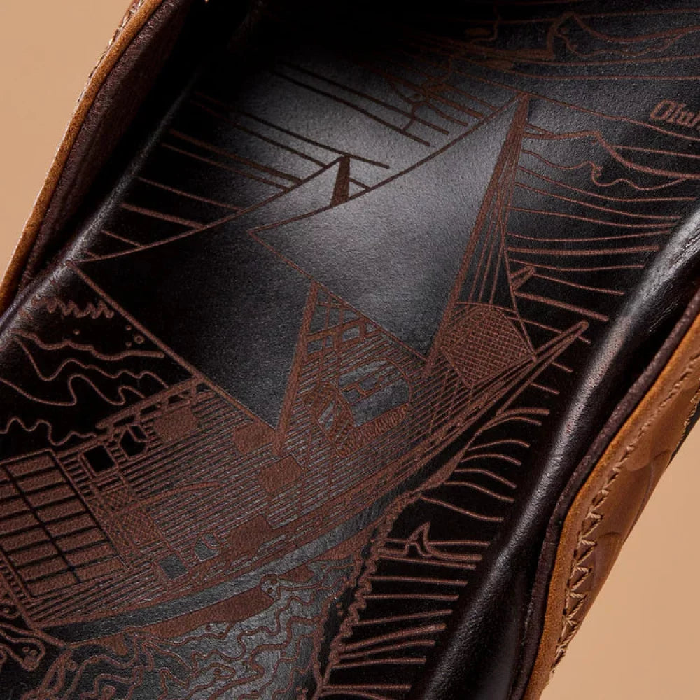 Olukai Hikianalia Tan / Dark Java Men’s Leather Beach Sandals Mens Sandals – Image 9