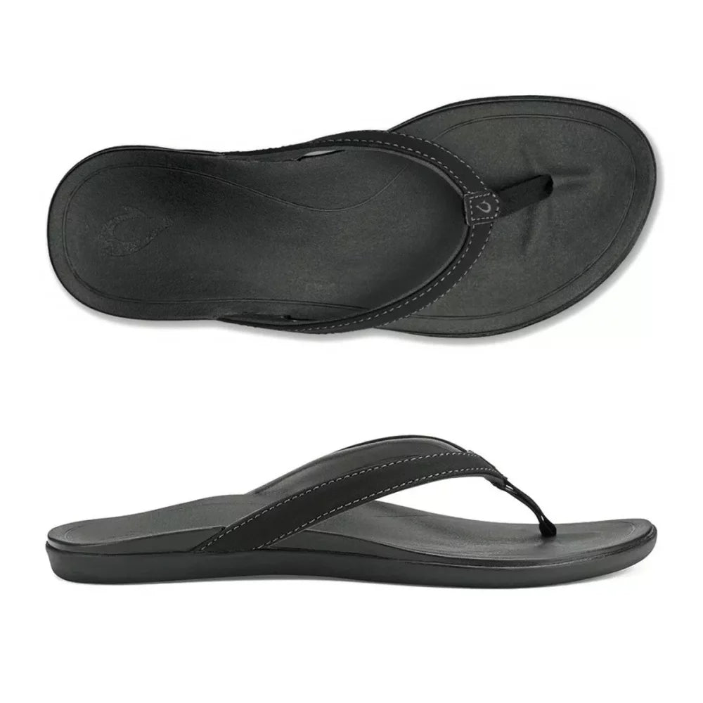 OluKai Ho'Opio Womens Sandal Onyx Womens Sandals – Image 1
