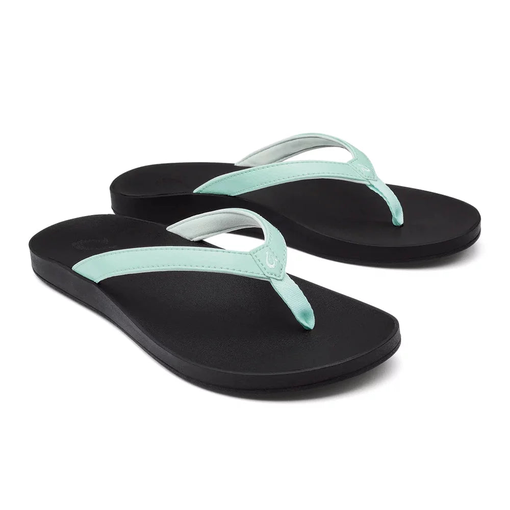 Olukai Women's Puawe Sandals Sea Glass/Black Womens Sandals – Image 1