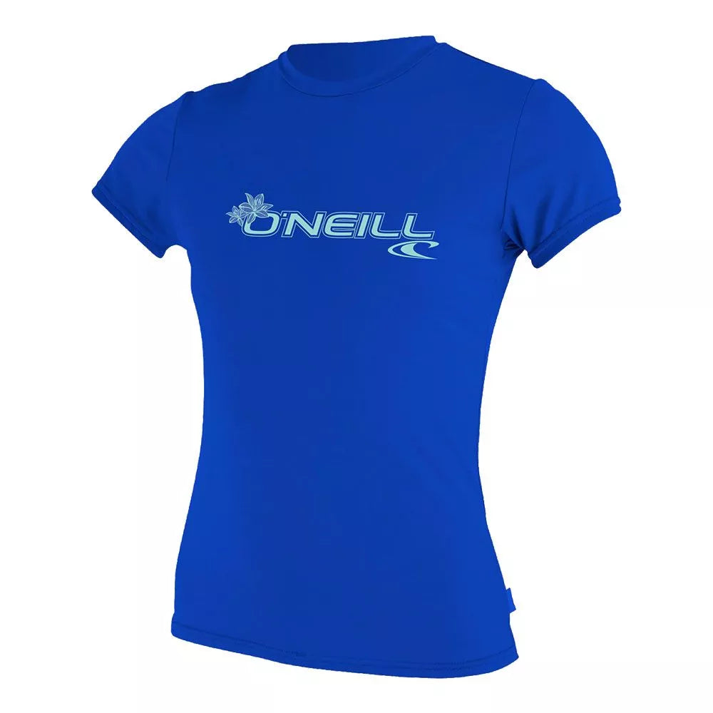 O'Neill Women's Basic Skins UPF 50+ Short Sleeve Sun Shirt Tahitian Blue Large