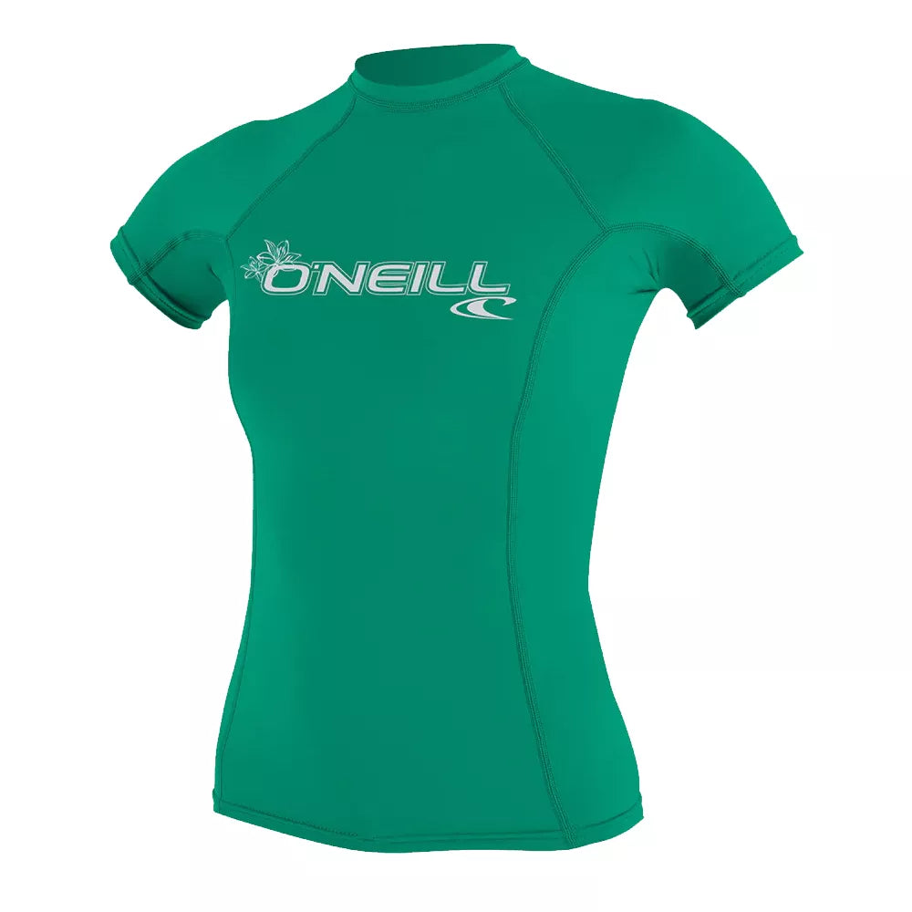 O'Neill Women's Basic Skins UPF 50+ Short Sleeve Rashguard Seaglass XS