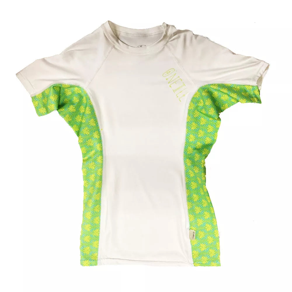 O'Neill Women's Side Print Short Sleeve Rash Guard White XS