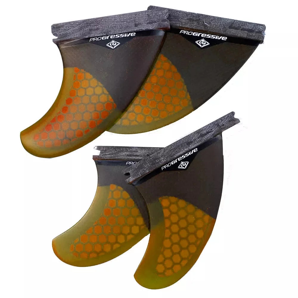 Progressive Future Honeycomb Quad Orange Surfboard Fins 4.25" – Image 1