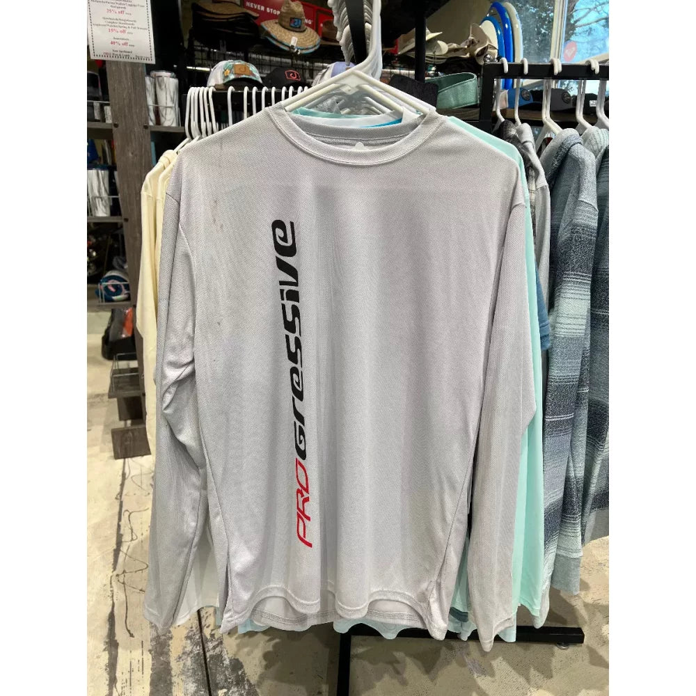 Progressive Long Sleeve Sun Shirt Silver Small BLEMISHED Mens Rashguard – Image 1