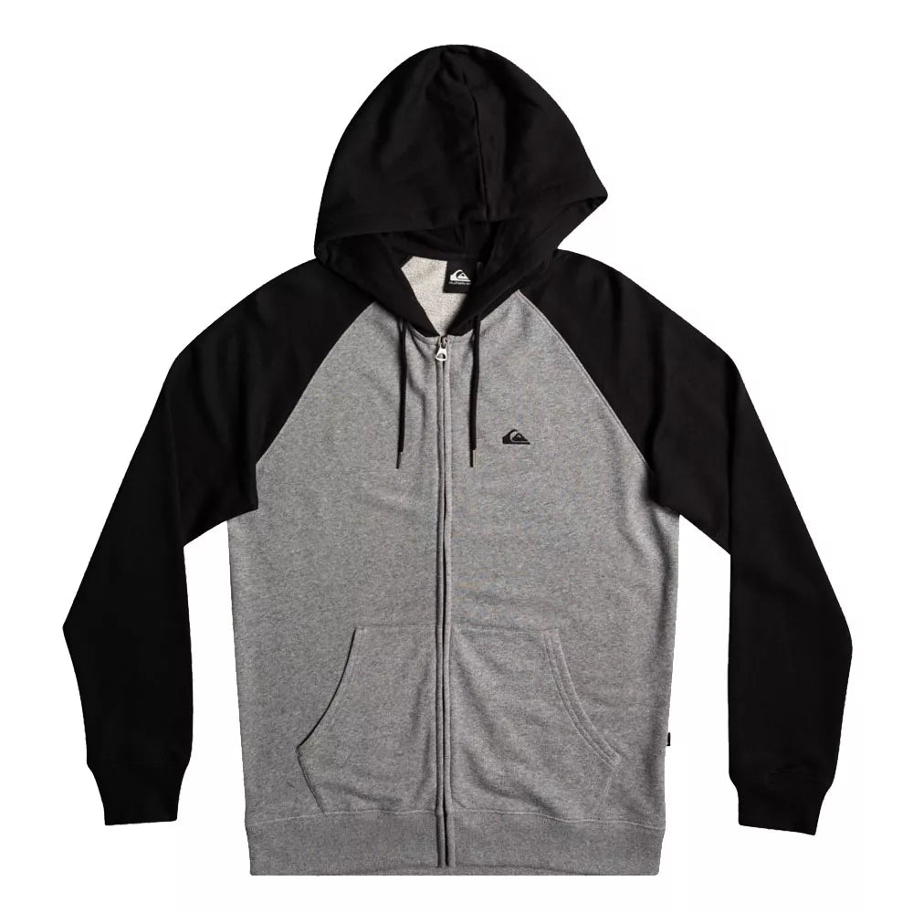 Quiksilver Essentials Zip Up Hoodie Light Grey Heather/Black Medium