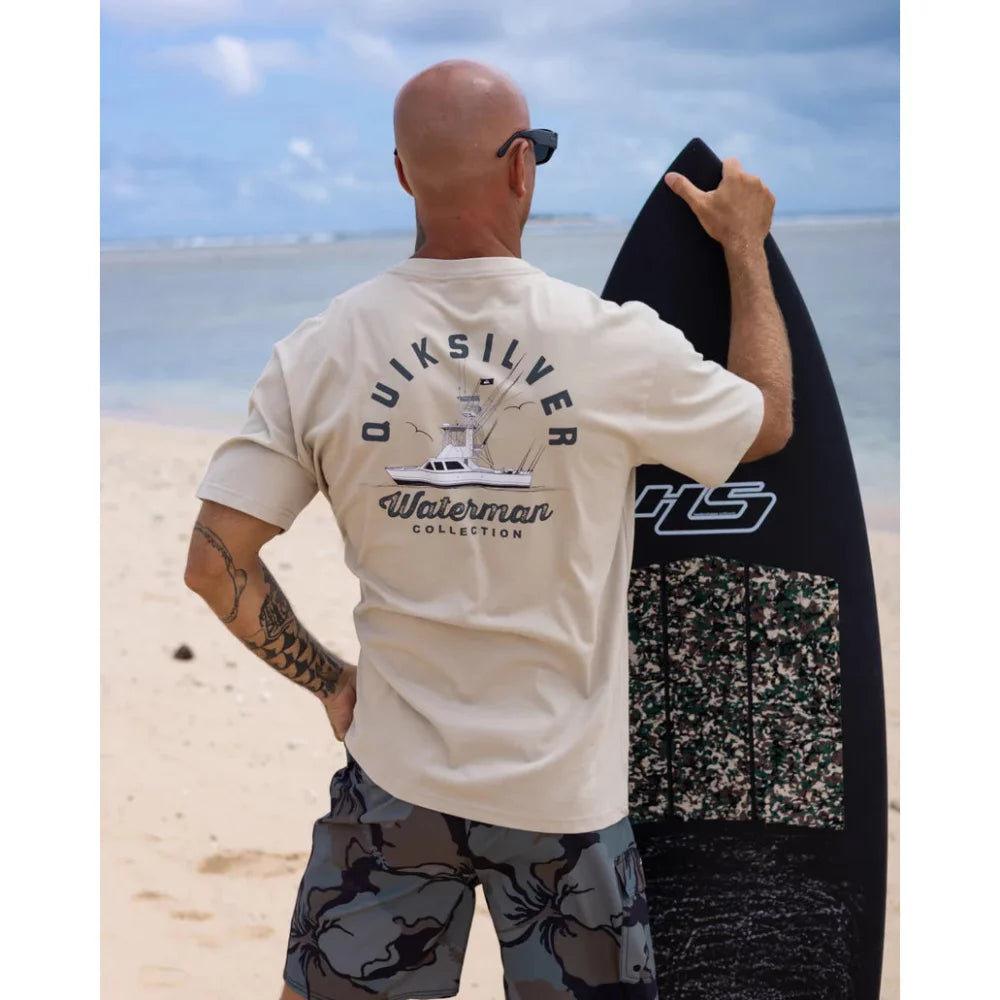 Quiksilver Waterman Early Morning Sueded Short Sleeve T-Shirt Mens Shirts – Image 3