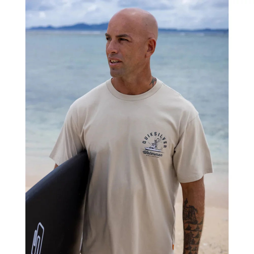 Quiksilver Waterman Early Morning Sueded Short Sleeve T-Shirt Mens Shirts – Image 4